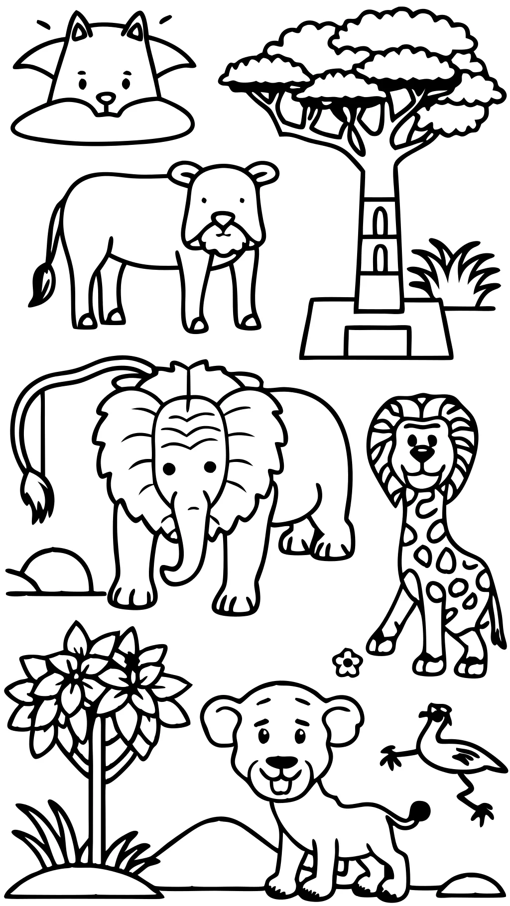 pages à colorier des animaux au zoo